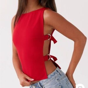 Peppermayo Cherish You Buckle Top - Red